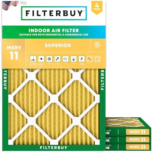 Filterbuy 16.25x21x1 Air Filter MERV 11 Pet & Allergy Defense (4-Pack) by Filterbuy