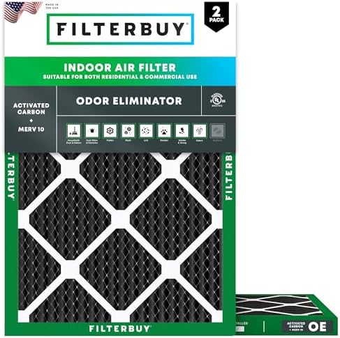 Filterbuy 20x21.5x1 Air Filter MERV 10 Odor & Allergy Defense (2-Pack) by Filterbuy