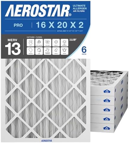 Aerostar 19 7/8 x 21 1/2 x 1 MERV 6 Pleated Air Filter, AC Furnace Air Filter, 6 Pack (Actual Size: 19 7/8"x21 1/2"x3/4") by AirFiltersDelivered