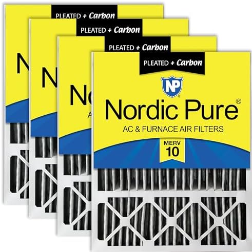 Nordic Pure 20x25x5 Pleated MERV 10 Plus Carbon Air Filters 4 Pack by NordicPure