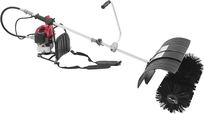 Backpack Gas Power Broom, 1700W 2 Stroke Gasoline Engine Power Snow Sweeping Broom Cleaner Tools Lawn Sweeper for Cleaning Driveway Turf Lawns Artificial Grass 2.3HP