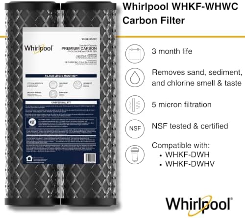 Whirlpool 5-Micron 10 x 2.5 inch CTO Replacement Water Filter WHKF-WHWC, Carbon Wrap Cartridge Reduces Chlorine Taste & Odor, NSF Certified for Whole House Sediment and Drinking Filtration System - Image 2