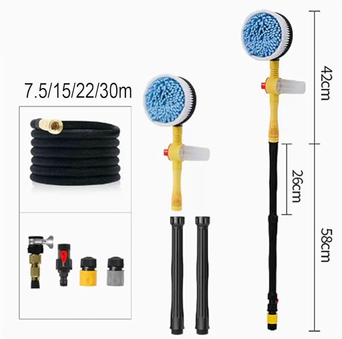 Water Fed Pole Kit Lightweight, Solar Panel Cleaning Brush Rotary Water Supply Pole Brush System, Solar Cleaning Tools Great for Cleaning House Siding, Cars, Trucks, Floors and More.