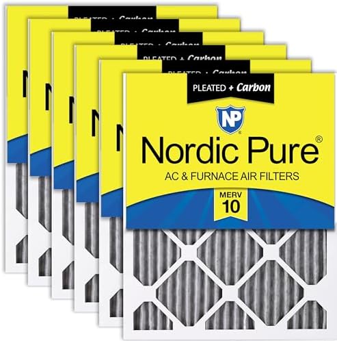 Nordic Pure 18x24x1 Pleated MERV 10 Plus Carbon Air Filters 6 Pack by NordicPure