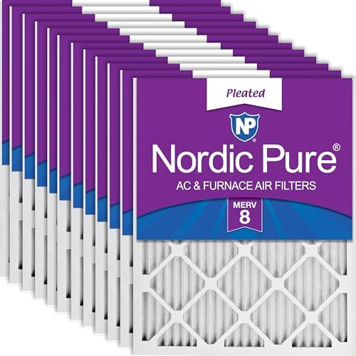 Nordic Pure 20x25x1 (19 1/2 x 24 1/2 x 3/4) Pleated MERV 8 Air Filters 12 Pack by NordicPure