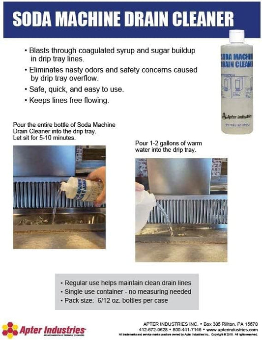 Soda Machine Drain Cleaner - Safe & Non-Corrosive Fountain Drink Machine Line Cleaner for Syrup & Sugar Buildup - Easy Monthly Treatment, No Scrubbing Needed (Pack of 12)
