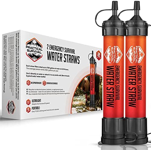 Practical Survival Reusable Emergency Water Filter Straws, 2-Pack by PracticalSurvival