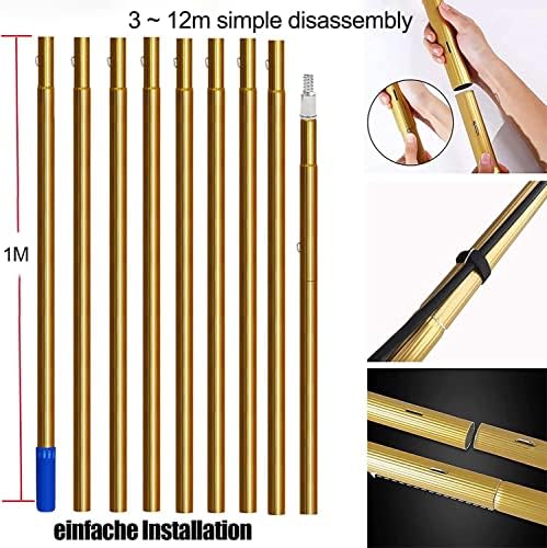 Glass Cleaning Brush Home Water Fed Telescopic Pole Kit Solar Panel Brush Rotating for Photovoltaic Panel，Extendable Window Cleaning Pole Kit with Steel Buckle Fixing and 20m Water Supply Ho