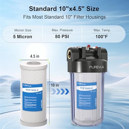 5 Micron 10" x 4.5" Whole House CTO Carbon Water Filter Cartridge - Image 2