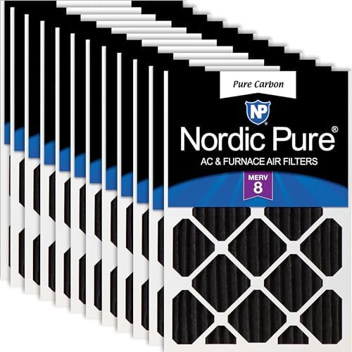Nordic Pure 16x20x2 Pleated MERV 8 Pure Carbon Air Filters 12 Pack by NordicPure
