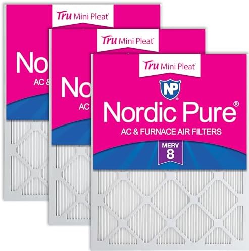 Nordic Pure 20x24x1 Tru Mini Pleat MERV 8 AC Furnace Air Filters 3 Pack by NordicPure