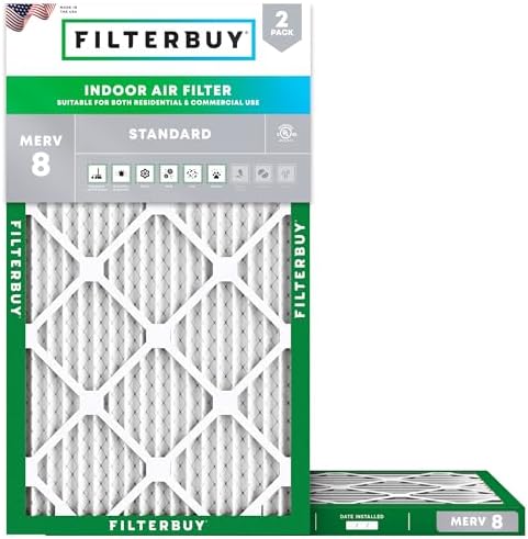 Filterbuy 9.75x23.75x1 Air Filter MERV 8 Dust & Allergy Defense (2-Pack) by Filterbuy
