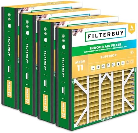 Filterbuy 20x25x5 Air Filter MERV 11 Pet & Allergy Defense (4-Pack) by Filterbuy