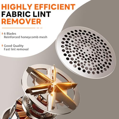 Fabric Shaver - Ziitty Lint Remover for Clothes, Sweater Defuzzer with LCD Display, 3-Speeds, 6-Blade, Type-C Rechargeable, Sweater Shaver to Remove Pilling Fuzz Lint Balls Pills for Clothes Furniture - Image 3