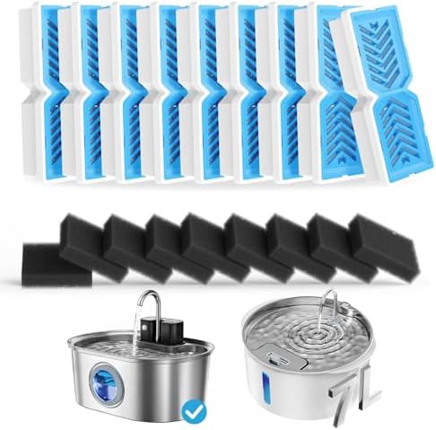 PEKTACO Replacement Water Fountain Filters, Fits 412/418, 3.2L & 7L, 9 Pack by PEKTACO