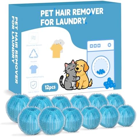 Pet Hair Remover for Laundry, pet Hair Remover for Washer and pet Hair Remover for Dryer, Dryer Balls pet Hair, Reusable Dog & Cat Hair Catcher for Clothes, Bedding & Blankets, Pick of 12 by Unknown