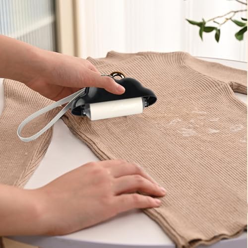 Mini Travel Size Reusable Lint Roller for Clothes & Pets, 150 Refillable Sheets (Black) - Image 4