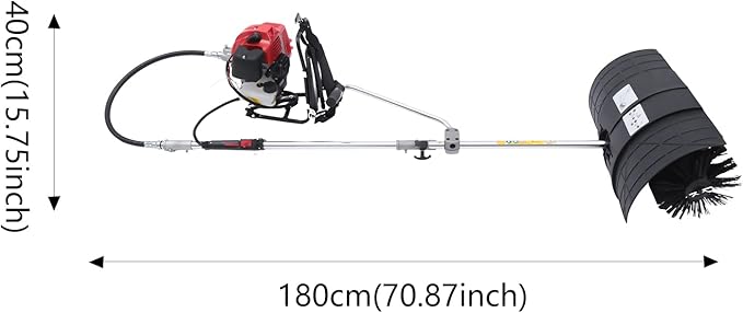 52CC Gas Power Broom, 2 Stroke Gas Handheld Sweeper, 1700W / 2.3HP Cordless Snow Shovel Cleaning Tools Sweeper for Driveway Turf Lawns Artificial Grass