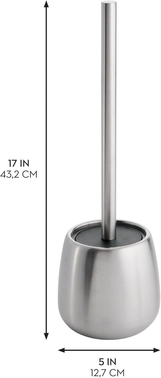 iDesign Stainless Steel Toilet Brush and Holder for Bathroom Cleaning and Storage, Set of 2, Brushed