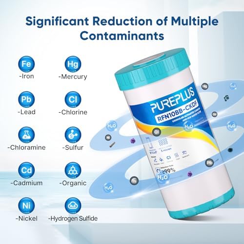 PUREPLUS 10"x4.5" Whole House KDF Water Filter, Heavy Metal Removal, 1PACK - Image 3