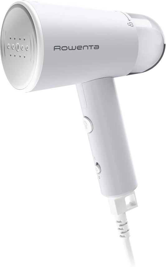 Rowenta Travel Steam Handheld Steamer 2.3 Oz Tank Capacity, Foldable,Easy Steam, Effortless wrinkle removal, 1100 watts Portable, Ironing, Fabric Steamer, Vacation Essentials, Gray, DR1011