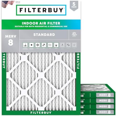 Filterbuy 12x18x1 Air Filter MERV 8 Dust & Allergy Defense (5-Pack) by Filterbuy