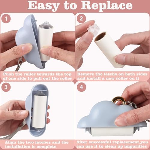 Mini Lint Roller Travel Size, Reusable Pet Hair Remover for Clothes with 150 Refillable Sheets (Blue) - Image 7
