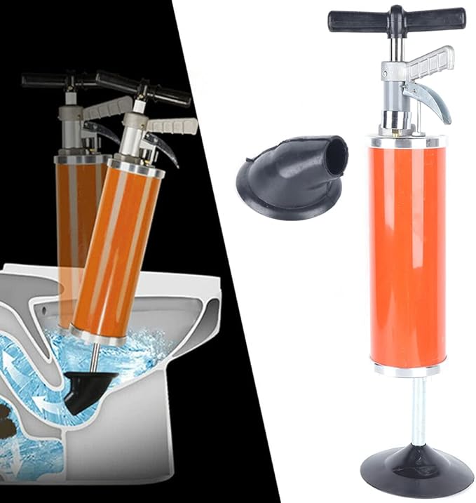 General High Pressure Pipe Cleaner, Clean Water Ram 4'' Rubber Cone Drain Cleaning Tools, Manual Pneumatic Pipe Dredge Equipment, For Bath Toilets Bathroom Shower Kitchen Clogged Pipe