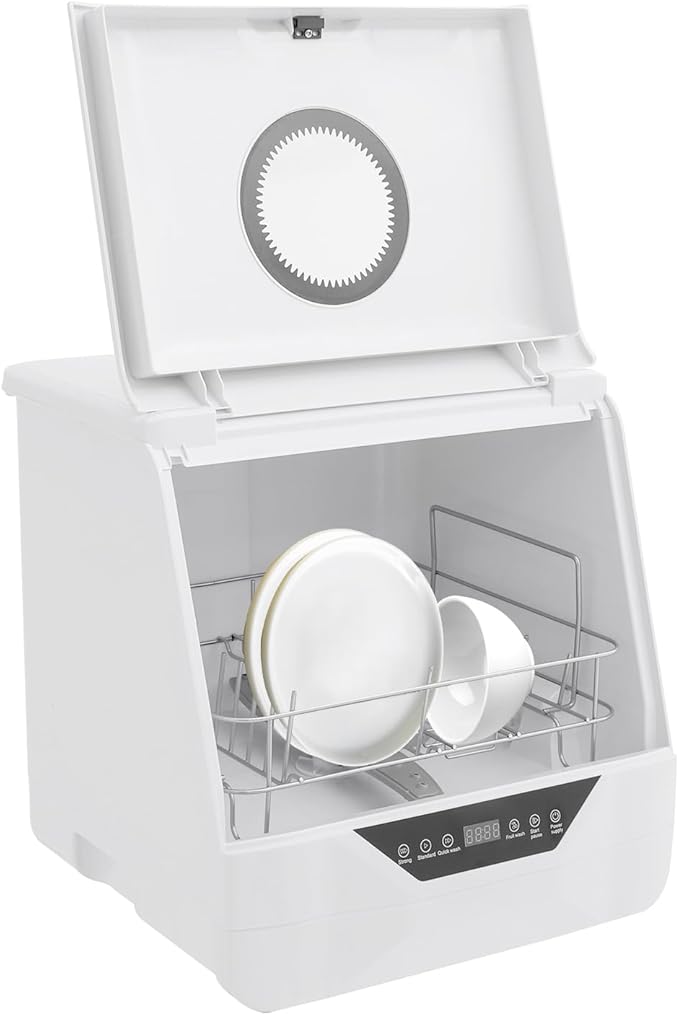 3-In-1 Portable Dishwasher,785W Countertop Mini Dishwasher With Display Screen & Child Lock,Multi-Functional Large Capacity Compact Drying Storage Dishwasher For Apartments,Dorms,Kitchens (800W 6L)