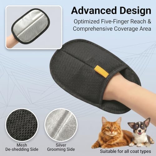 2-Pack Pet Hair Removal Glove, 5-Finger Electrostatic Fur Remover, Reusable Magnetic Lint Brush Tool for Dogs & Cats, Deep Clean Sweeper for Couch, Carpet & Car Seat - Image 4