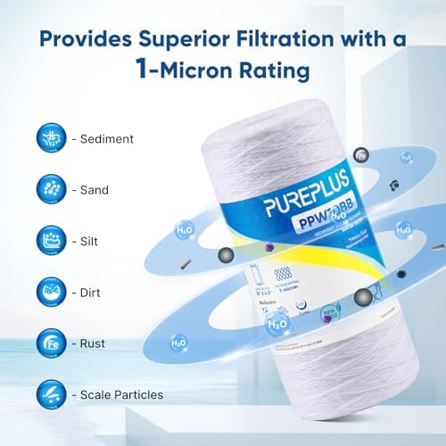 PUREPLUS 1 Micron 10 x 4.5 Whole House Water Filter for Well Water 4 Pack - Image 2