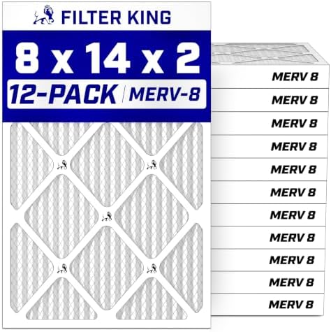 Filter King 8x14x2 Air Filter MERV 8, AC Furnace Filters (12-Pack) by FilterKing
