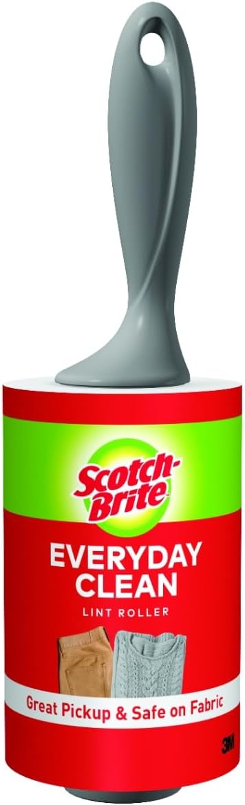 Scotch-Brite Lint Roller, Works Great On Pet Hair, 95 Sheets Total, 1 Pack | Lint Remover for Pet Hair, Dark Clothes, Furniture and Dusty Surfaces, Picks Up Fur & Fluff in Your Home, Car, & Office by Unknown