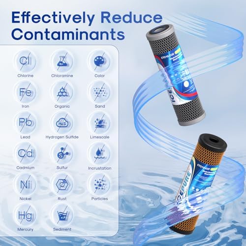 ICEPURE 2.5" x 10" Whole House Water Filter Combo Kit, KDF Filter Cartridge and Upgraded Coconut Shell Activated Carbon Lead Remove Filter Replacement for 10 Inch Water Filter System, 2 Combo - Image 2