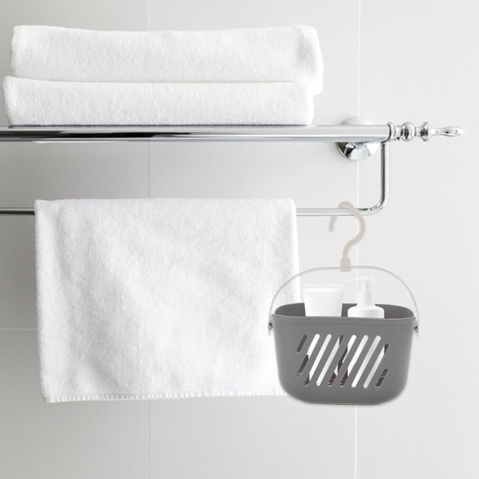 PRETYZOOM Hanging Shower Basket with Hook 8.26 X 5.51 X 5.11 Inch Bathroom Organizer for Toiletries and Cleaning Supplies Space-Saving Bathroom Hanging Basket