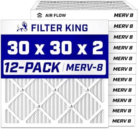 Filter King 30x30x2 Air Filter MERV 8, AC Furnace Filters (12-Pack) by FilterKing