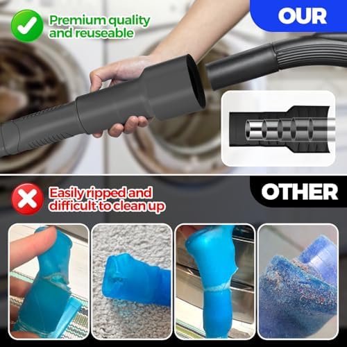 Holikme Dryer Vent Cleaner Kit 2Pack - Lint Vacuum Attachment & Brush | Black Dryer Vent Vacuum Hose Attachment & Brush Reach Deep Traps - Remove Hidden Lint, Speed Drying & Reduce Fire Risk - Image 2