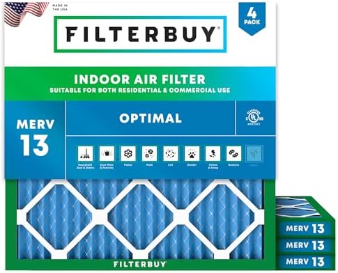 Filterbuy 30x30x1 Air Filter MERV 13 Smoke & Allergy Defense (4-Pack) by Filterbuy