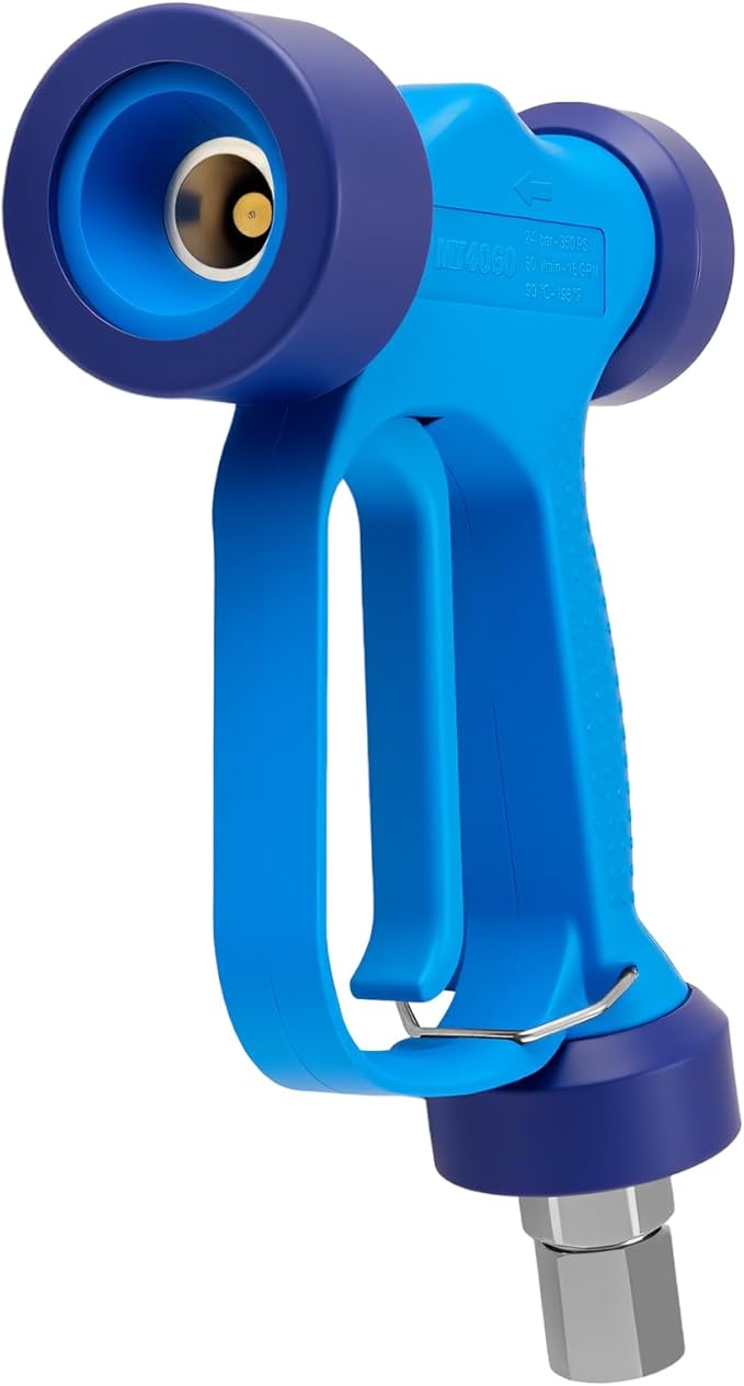 Baquler Blue High Volume Soft Wash Gun with Ss Swivel Pin, 350 Psi, 16 Gpm, 1/2" Bsp, Heavy Duty Rear Entry High Flow Low Pressure Wash Down Spray Gun for Car Patio Pools Structure Cleaning