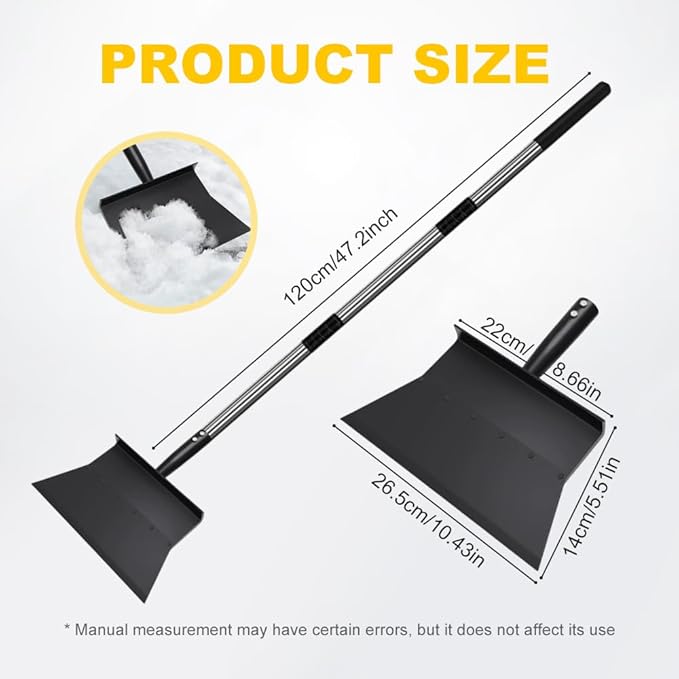 2 Pack Ice Scraper Heavy Duty, 2026 New Snow Shovel, Ice Chopper for Driveway, 52 inch Flat Shovel with Adjustable Handle, Floor Scraper for Snow Ice, Weed Removal, Garden, Car Camping (2)