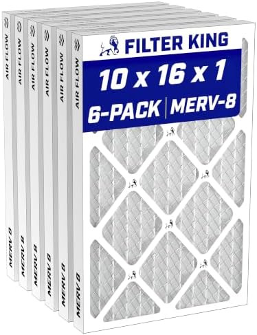 Filter King 10x16x1 Air Filter MERV 8, AC Furnace Filters (6-Pack) by FilterKing