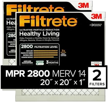 Filtrete 20x20x1 Air Filter, MERV 14, MPR 2800, 2 HVAC Filters by Filtrete