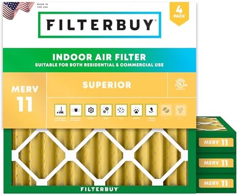 Filterbuy 10x10x2 Air Filter MERV 11 Pet & Allergy Defense (4-Pack) by Filterbuy