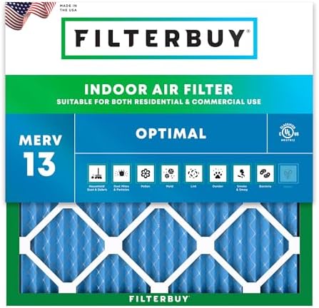 Filterbuy 22x22x1 Air Filter MERV 13 Smoke & Allergy Defense (1-Pack) by Filterbuy