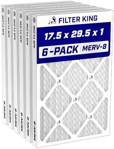 Filter King 17.5x29.5x1 Air Filter MERV 8, AC Furnace Filters (6-Pack) by FilterKing