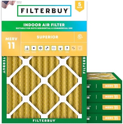 Filterbuy 20x25x2 Air Filter MERV 11 Pet & Allergy Defense (5-Pack) by Filterbuy