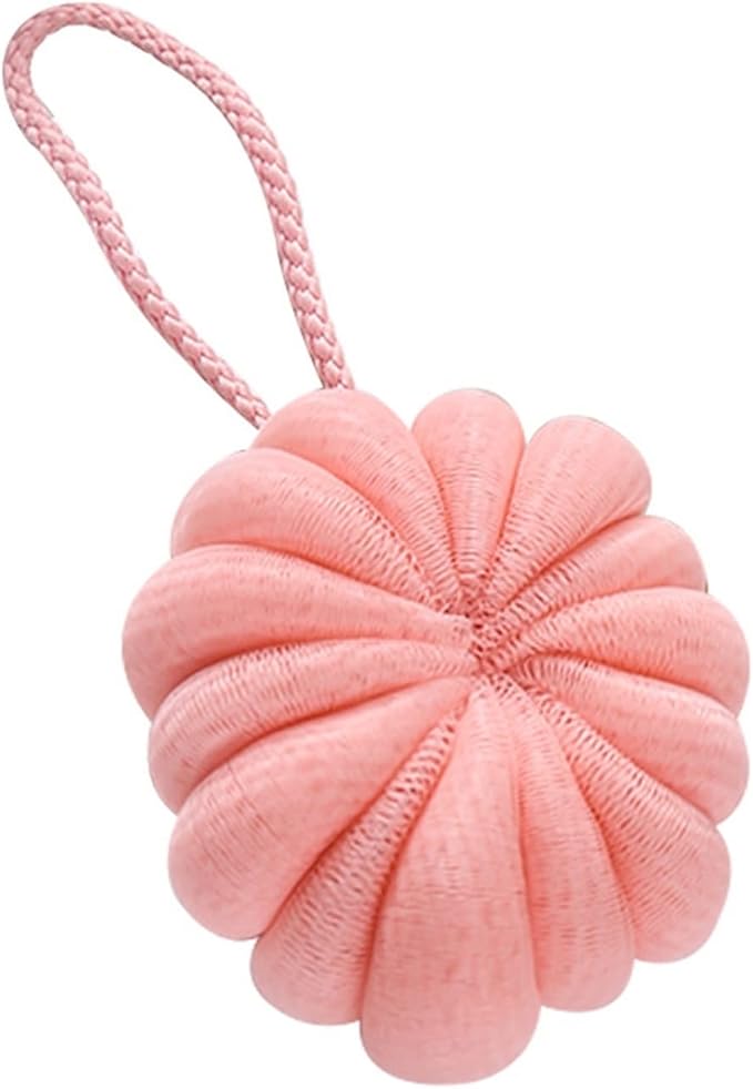 Dry Brushing Bath Bubble Ball Exfoliating Scrubber Soft Shower Mesh Foaming Sponge Body Skin Cleaner Cleaning Tools Bathroom Accessories(Pink)