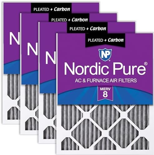 Nordic Pure 16x20x1 Pleated MERV 8 Plus Carbon Air Filters 4 Pack by NordicPure