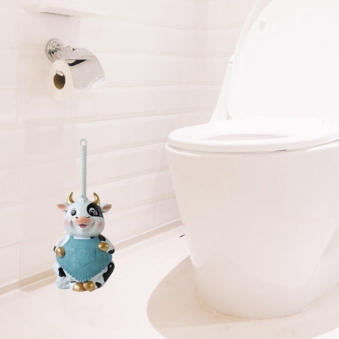 Toilet Brushes & Holders Novelty Toilet Brush Holder Cartoon Frog Cow Monkey Resin Toilet Scrubber Set Toilet Brush Cleaning Tool