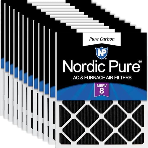 Nordic Pure 18x25x1 (Actual Size: 17 1/2 x 24 1/2 x 3/4) Pure Carbon Pleated Odor Reduction Furnace Air Filters 12 Pack by NordicPure